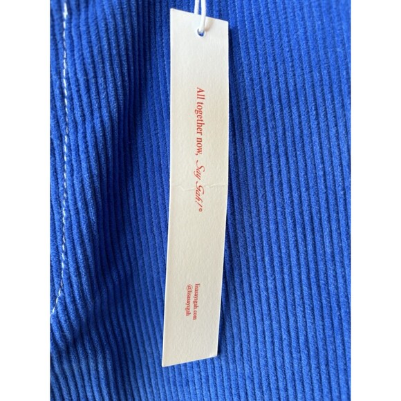 Lisa Says Gah women Dylan Corduroy Jean Pants sz 6 Cobalt Blue with Bows 28" ins - Picture 7 of 11